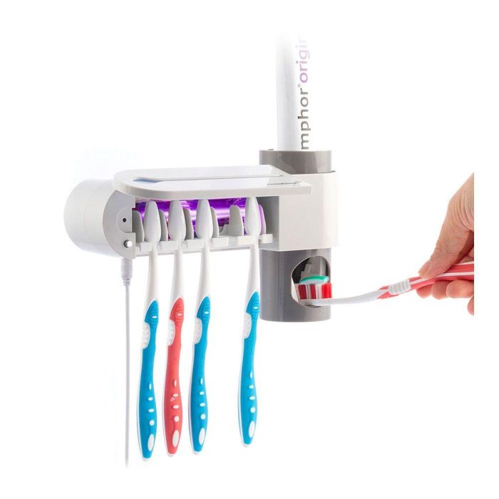 Esterilizador uv de cepillos dentales con soporte y dispensador de dentífrico