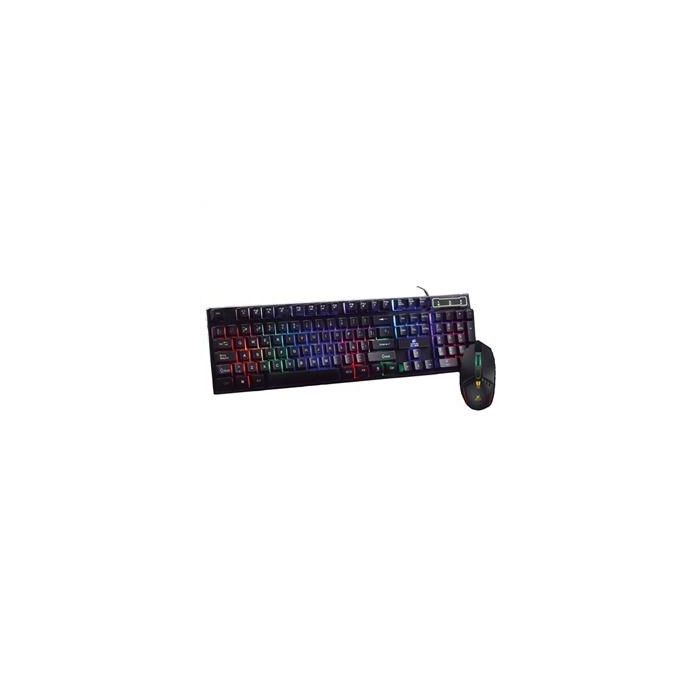 Elbe PTR-103-G Pack Teclado y Ratón Gaming con Luces LED, Teclado Mecánico 104 Teclas, Ratón 3 DPI