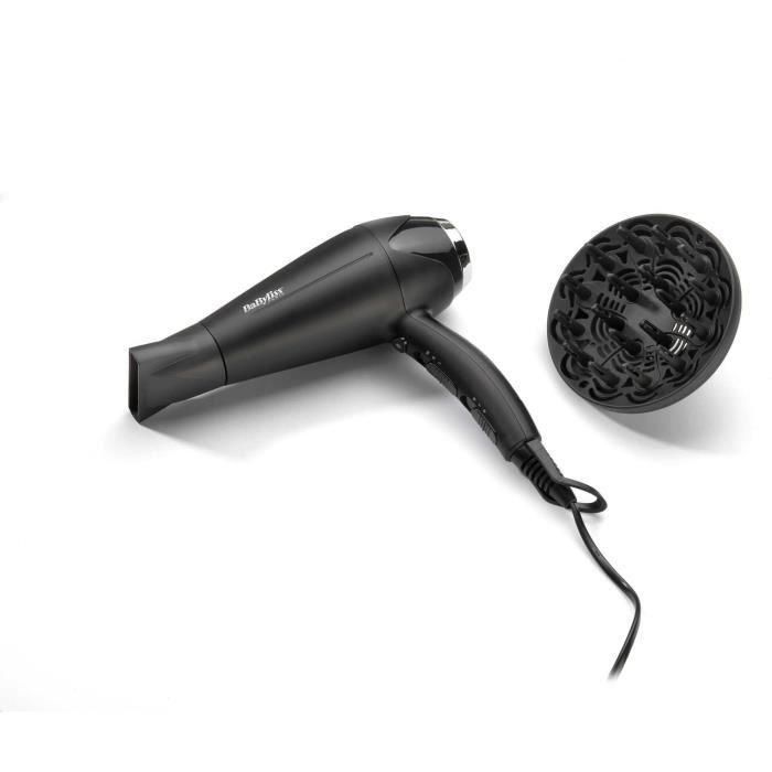 Babyliss D572DE Secador de Pelo Turbo Smooth 2200W con Tecnología Iónica Anti-Encrespamiento, Difusor Grande y Boquilla Concentradora 4