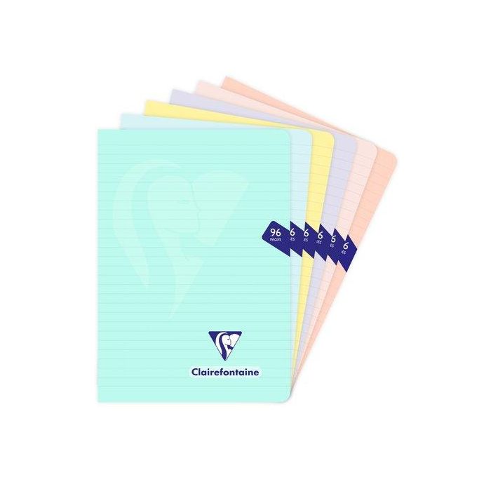 Libreta Clairefontaine Poliprolileno A5 Cm 48 Hjs. Horizontal Colores Pastel (Set de 10)