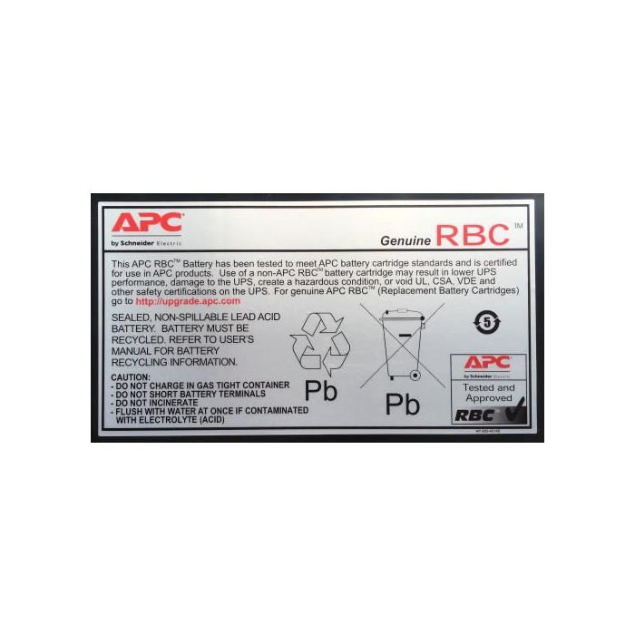 Apc Cartucho de Batería de Repuesto RBC43 Sealed Lead Acid (VRLA) 1