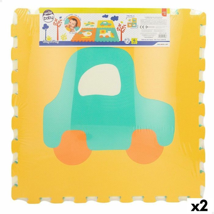 Alfombra de Puzzle Colorbaby EVA 60 x 1 x 60 cm (2 Unidades) 4 Piezas Vehículos 118 x 118 cm