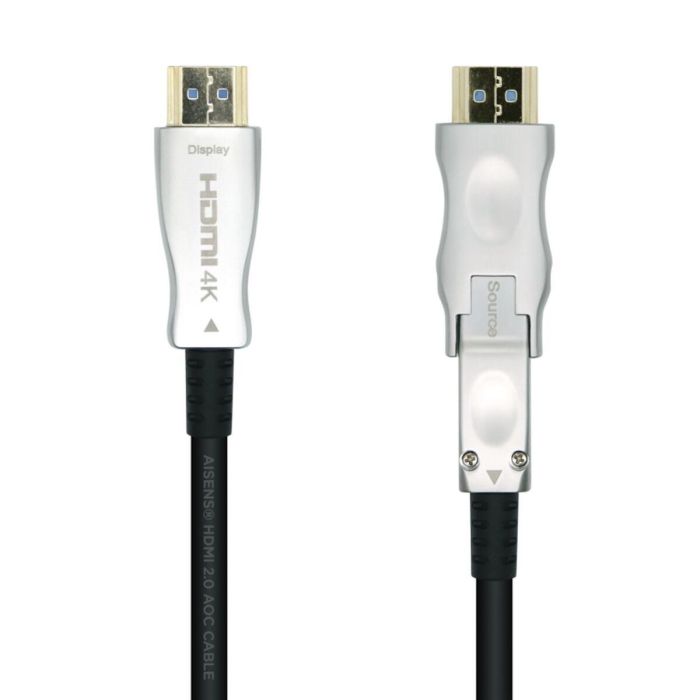AISENS A148-0510 Cable HDMI V2.0 AOC Premium Ethernet 4K@60Hz HDR10 con Adaptador Micro Tipo D a Tipo A 15 Metros Negro