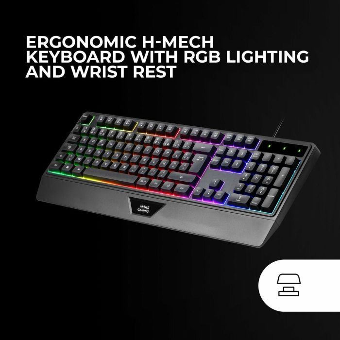 Mars Gaming Kit Gaming 4en1 MCP124PRO - Teclado RGB, Ratón 3200 DPI, Auriculares FRGB, Alfombrilla Nanotextil 5
