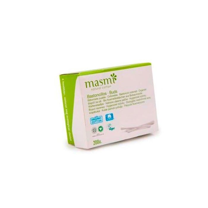 MASMI Bastoncillos de Algodón Ecológico Certificado y Stick de Papel Biodegradable FSC 200 unidades