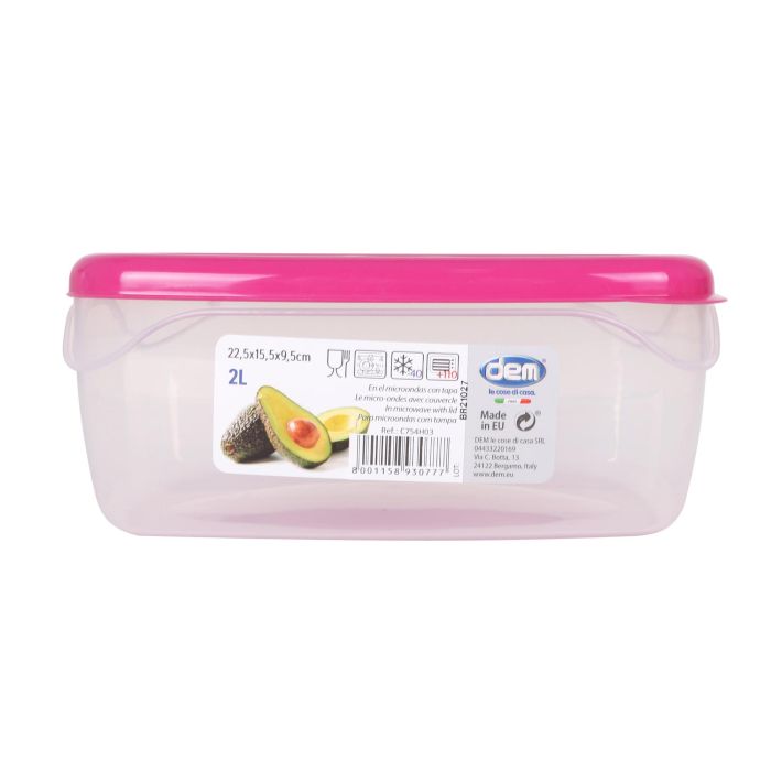 Dem Fiambrera Hermética Rectangular de 2 L Apta para Microondas (12 Unidades) 1 Dem Fiambrera Hermética Rectangular de 2 L Apta para Microondas (12 Unidades) 1