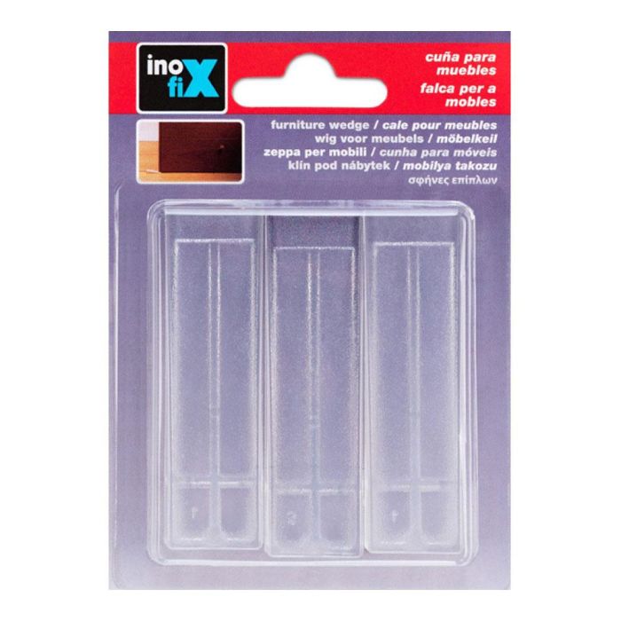 Inofix Cuña de plástico transparente (blister 3 unid.) 12 x 20 x 72 mm 1