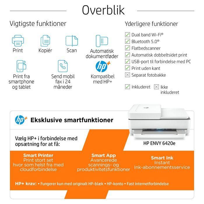 HP ENVY 6420e Impresora Multifunción Inyección Tinta Térmica WiFi Bluetooth ADF HP+ 4800x1200ppp 10ppm A4 20