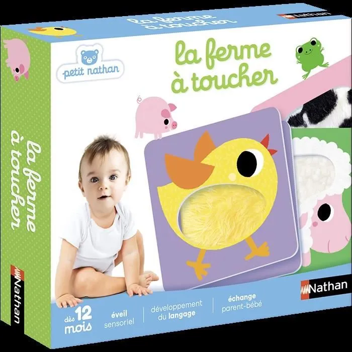 Nathan The Touch Farm Juego Táctil para Bebé a Partir de 12 Meses Descubre Animales Experiencias Multisensoriales Actividad Motora Memoria Asociación 1