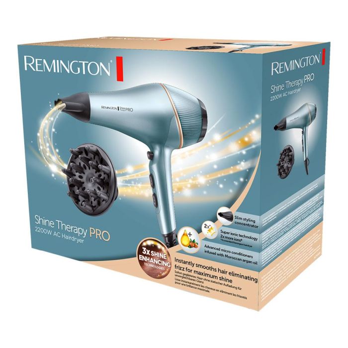 Secador Remington Shine Therapy Pro AC9300/ 2200W/ Iónico/ Negro y Azul 2