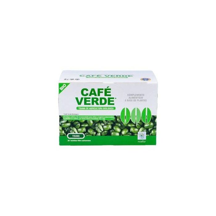 NOEFAR Café Verde Tisana Bio con Té Verde y Menta Piperita - Infusión en Sobres - 20 Unidades