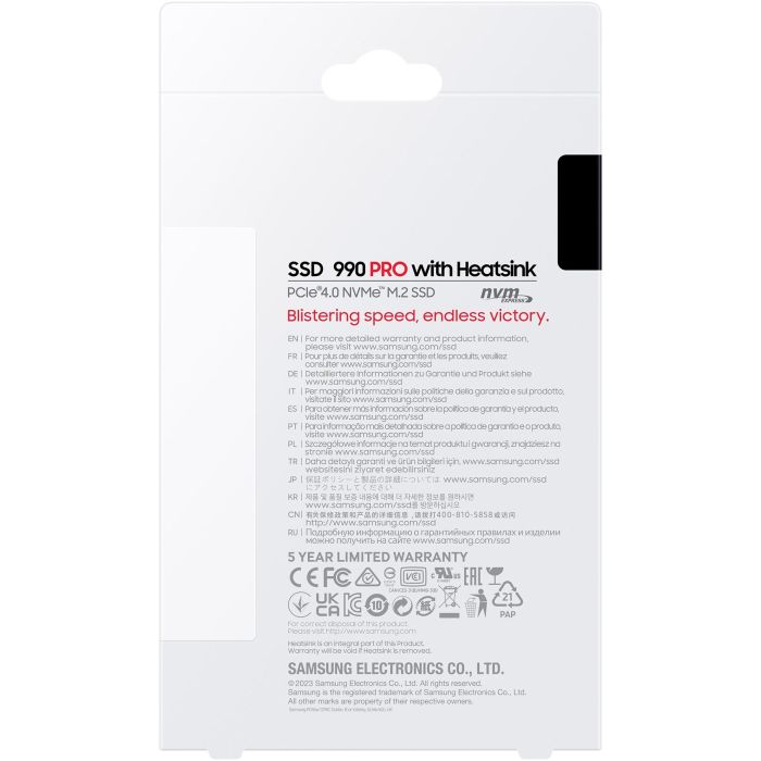 Samsung SSD M.2 4TB 990 PRO con Disipador NVMe PCIe 4.0 x4 4 Samsung SSD M.2 4TB 990 PRO con Disipador NVMe PCIe 4.0 x4 4