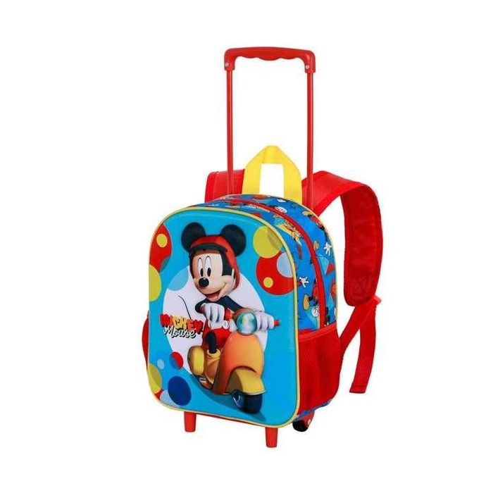 Disney Mickey Mouse Mochila Infantil 3D con Ruedas Pequeña Scooter Azul Niños 10x25x30cm 7L 1
