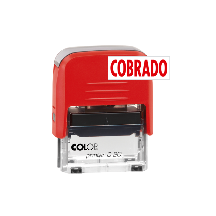 Colop Sello Printer C20 Formula " Cobrado " Almohadilla E-20 14x38 mm Rojo