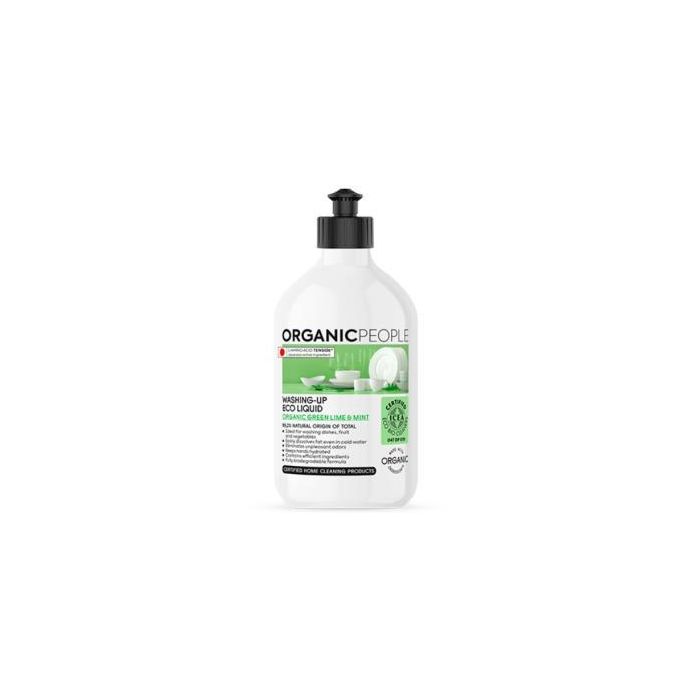 ORGANIC PEOPLE Lavavajillas líquido Eco Lima-Menta 500ml, también para fruta y verdura, eficaz contra la grasa