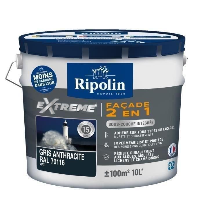 RIPOLIN Pintura para fachadas mate 2 en 1, con fondo antracita RIPOLIN Pintura para fachadas mate 2 en 1, con fondo antracita