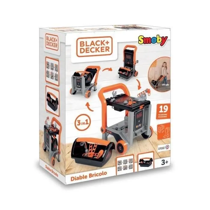 Smoby Carretilla de mano Black+Decker + caja 3 en 1 SMOB360219 1 Smoby Carretilla de mano Black+Decker + caja 3 en 1 SMOB360219 1