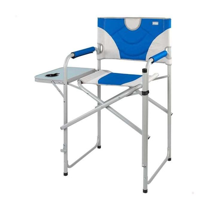 Silla plegable XL de director acero con bolsillo y mesita auxiliar 58x57x103cm Silla plegable XL de director acero con bolsillo y mesita auxiliar 58x57x103cm
