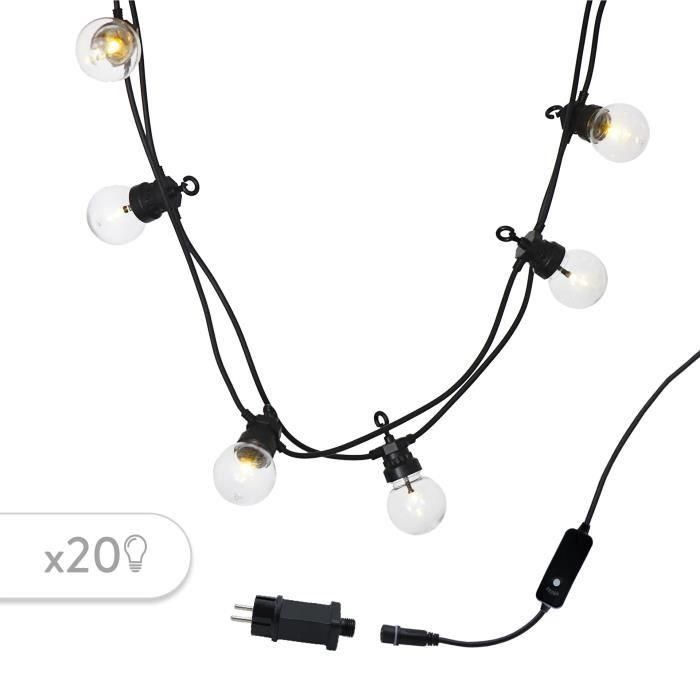 LUMIJARDIN Garland 20 bombillas LED - Blanco cálido - Fiesta limpiable LUMIJARDIN Garland 20 bombillas LED - Blanco cálido - Fiesta limpiable