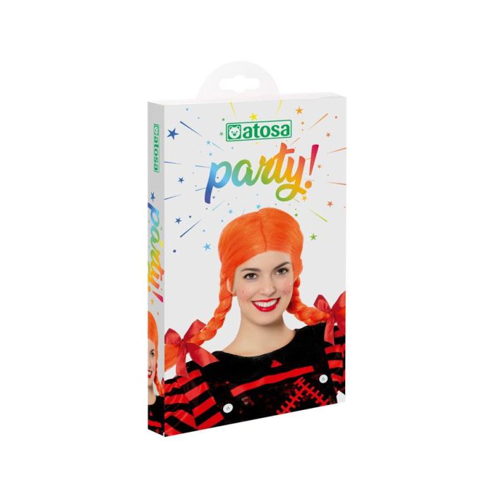 Peluca Naranja Con Coletas Y Trenzas para Fiestas Temáticas y Disfraces Retro 1 Peluca Naranja Con Coletas Y Trenzas para Fiestas Temáticas y Disfraces Retro 1