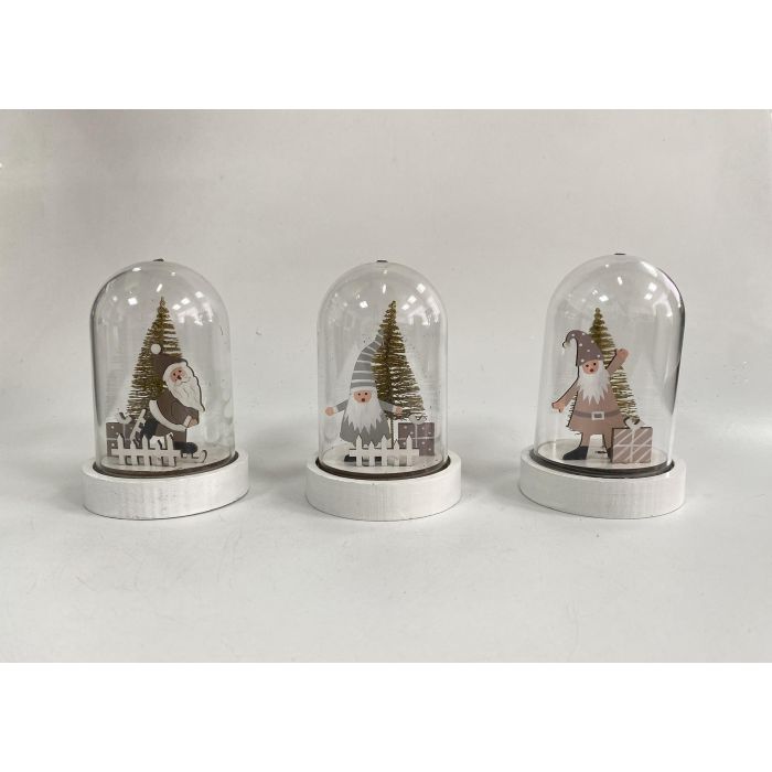 DKD Home Decor Decoración Luminosa Navidad Fantasía LED Cristal Surtido Colores Blanco Dorado Rosa Gris 9x13x9 cm (12 Unidades)