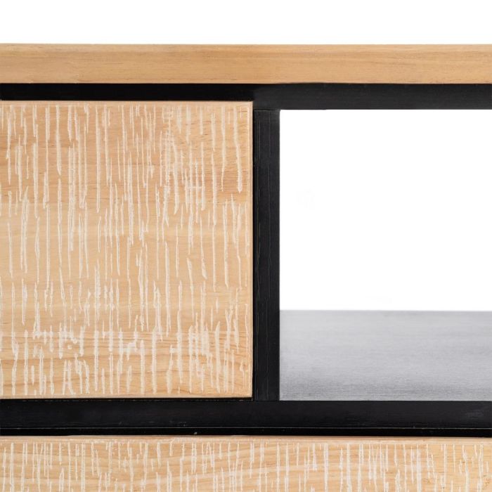 Mueble Tv Natural-Negro Madera-Metal 148 X 40 X 62 cm