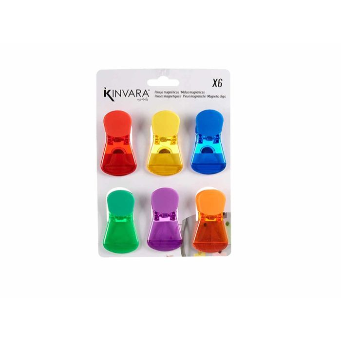 Set 6 Pinzas Clip Magnéticas Kinvara - 15x21x3 cm, Multicolor (24 Unidades) 2