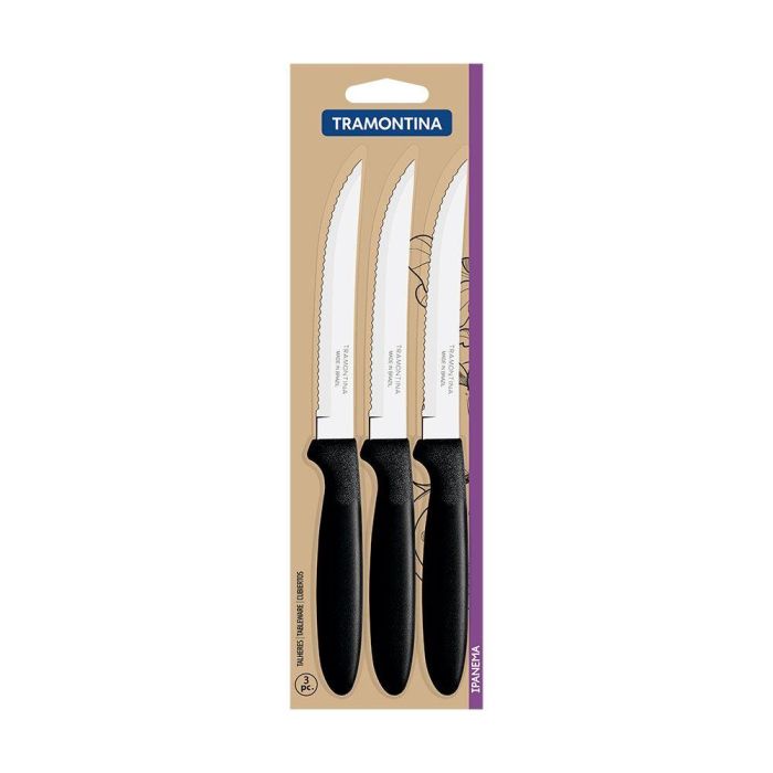 Tramontina Ipanema Cuchillos de Asado Negro 21.3 cm 3 uds Acero Inoxidable
