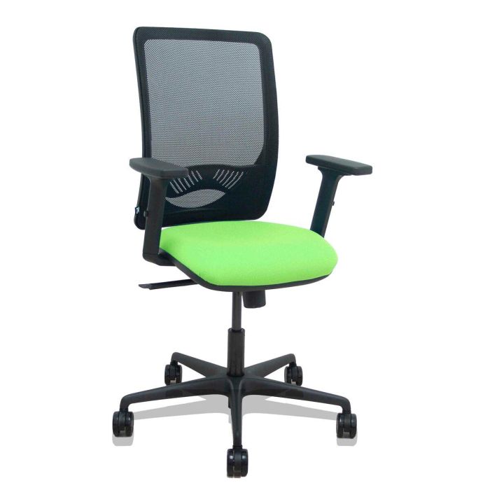 PIQUERAS Y CRESPO Silla Zulema sincro malla negra asiento bali pistacho brazos 2D ruedas 65mm PIQUERAS Y CRESPO Silla Zulema sincro malla negra asiento bali pistacho brazos 2D ruedas 65mm