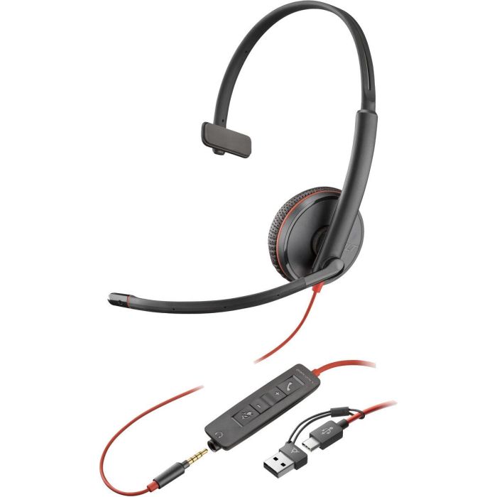 Poly Auricular Monoaural Blackwire 3215 con Micrófono, USB-C/A, Jack 3.5mm para PC/Móvil - Negro (8X227A6) Poly Auricular Monoaural Blackwire 3215 con Micrófono, USB-C/A, Jack 3.5mm para PC/Móvil - Negro (8X227A6)