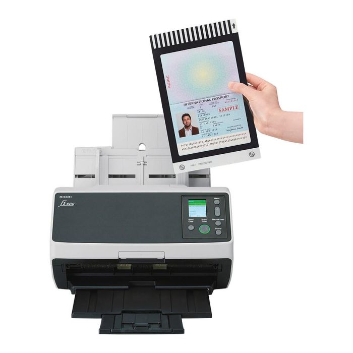 Ricoh fi-8190 Escáner Documentos - 90 ppm, Escaneo Dúplex, ADF + Alimentación Manual, Gris/Negro