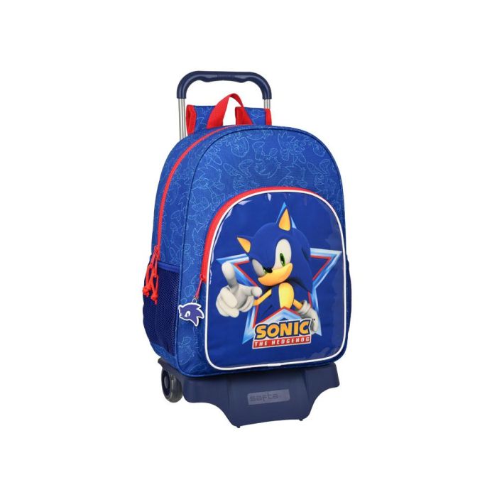 Mochila Escolar con Ruedas Sonic Let's roll Azul marino 33 x 42 x 14 cm Mochila Escolar con Ruedas Sonic Let's roll Azul marino 33 x 42 x 14 cm