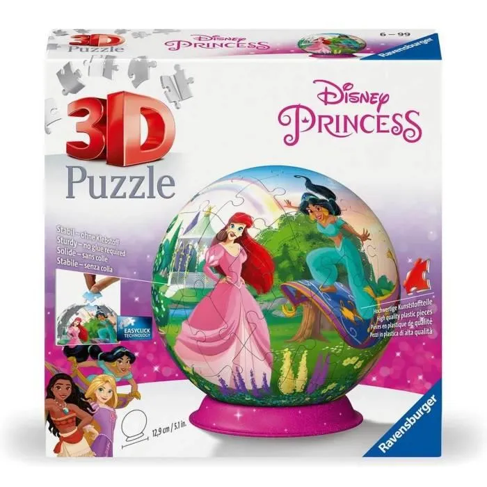 Ravensburger Bola Puzzle 3D Princesas Disney - 11579 - 72 Piezas - 6 Años Ravensburger Bola Puzzle 3D Princesas Disney - 11579 - 72 Piezas - 6 Años