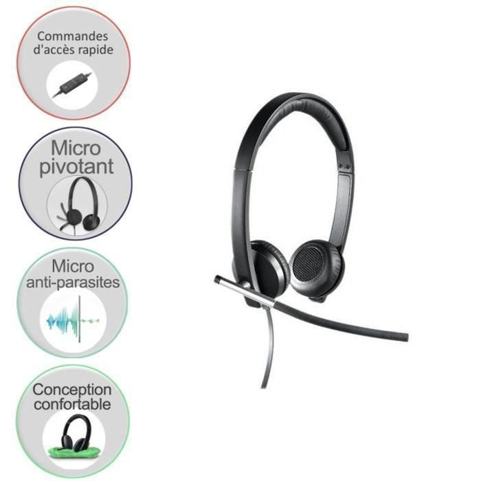 Logitech Auriculares con Micrófono H650E, Cancelación de Ruido, Compatibles con Skype, USB Logitech Auriculares con Micrófono H650E, Cancelación de Ruido, Compatibles con Skype, USB