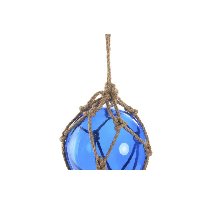 DKD Home Decor Bola Decoración Atlantico Azul Natural Cristal Cuerda 13 x 40 x 13 cm