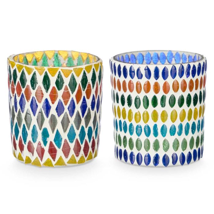 Portavela Redondo Rombos Surtidos Giftdecor 8x9.5x8 cm Vidrio Multicolor (24 Unidades) 1 Portavela Redondo Rombos Surtidos Giftdecor 8x9.5x8 cm Vidrio Multicolor (24 Unidades) 1