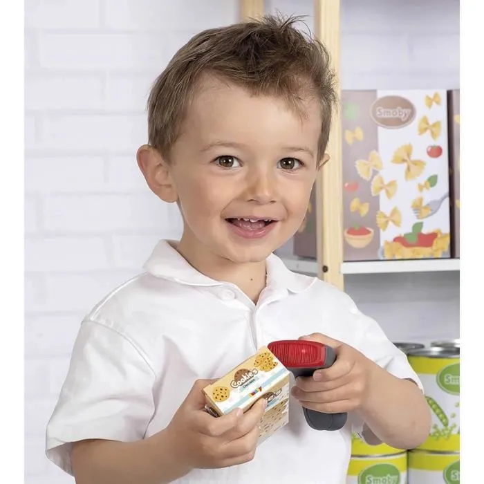 Smoby SMO1686523551185 Caja Registradora con 30 Accesorios, Calculadora y Escáner con Sonido y Luz para Niños a Partir de 3 Años 2