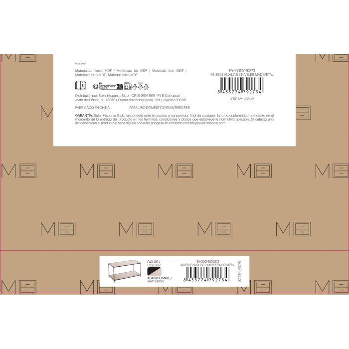 Mueble Auxiliar 2 Niveles Mad-Metal Moblekit (3 Unidades) 4 Mueble Auxiliar 2 Niveles Mad-Metal Moblekit (3 Unidades) 4