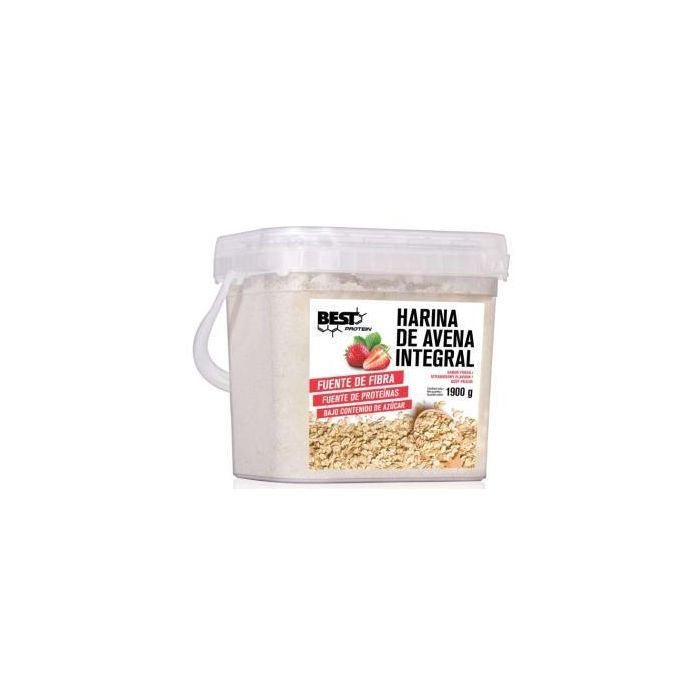 BEST PROTEIN Harina de Avena Integral Sabor Fresa 1900g – Fuente de Carbohidratos para Desayunos y Entrenamientos