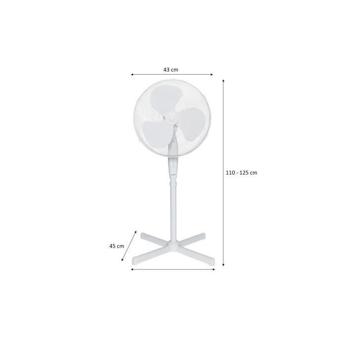 Ventilador de pie OCEANIC - 45W - Diámetro 40 cm - Altura regulable - Oscilación - Blanco 5 Ventilador de pie OCEANIC - 45W - Diámetro 40 cm - Altura regulable - Oscilación - Blanco 5