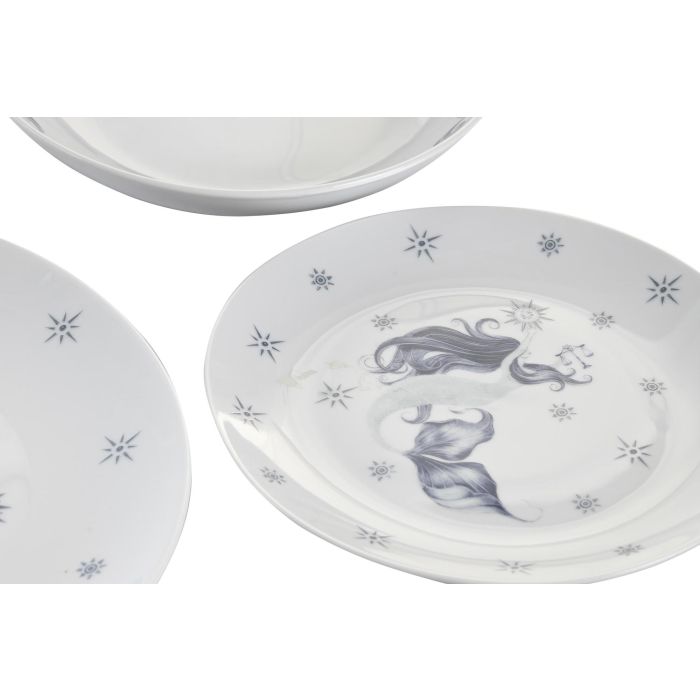 DKD Home Decor Vajilla Colección Atlántico Porcelana Azul Blanco Set de 18 Piezas Apta para Microondas y Lavavajillas 2