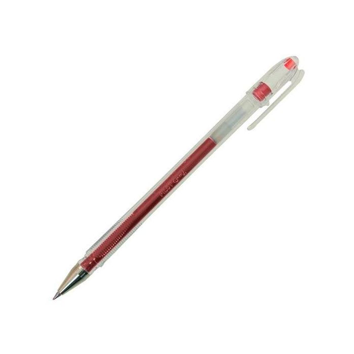 Pilot Bolígrafo Roller Tinta de Gel G-1 0.5 mm Rojo (12 Unidades) Cuerpo Transparente para Papel (12 Unidades)
