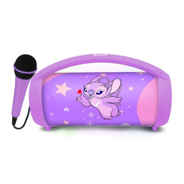 Lexibook Altavoz Bluetooth Luminoso con Micrófono, Personaje Angel Stitch de Disney