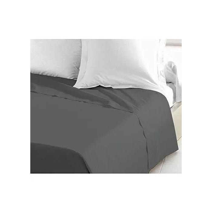 Lovely Home Sábana Plana 100% Algodón 240x300 cm Gris Oscuro 1