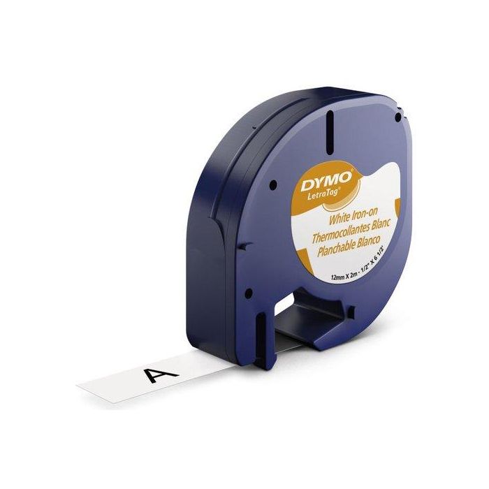 Dymo Cinta Autoadhesiva Para Ropa 18769, Negro-Blanco 12 mmx2M, Letratag S0718850