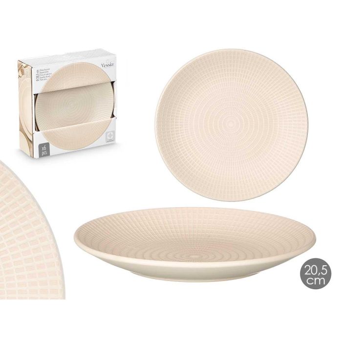 Plato Postre 20,5 Cm Grabado Beige Vessia (24 Unidades) Plato Postre 20,5 Cm Grabado Beige Vessia (24 Unidades)