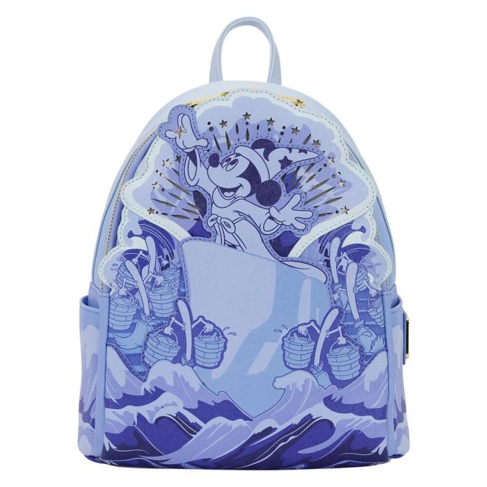 Loungefly Mochila Disney Mickey Fantasía 26cm de Cuero Sintético con Estrellas Luminosas para Adultos y Niños