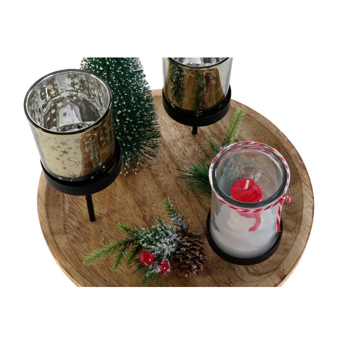 DKD Home Decor Portavelas Verde Natural Cristal y Metal Set de 7 piezas 24.5 x 28 x 24.5 cm 3
