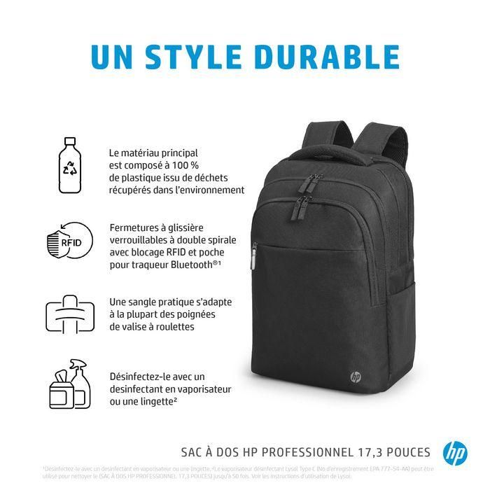 HP Mochila Professional 17.3" Backpack, Antirrobo, Resistente al Agua, Ideal para Portátiles y Profesionales 10