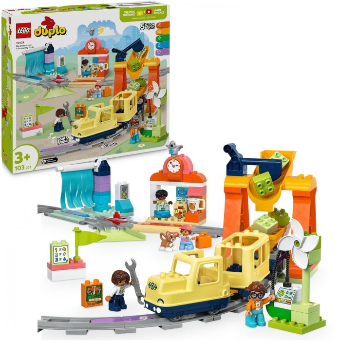 LEGO 10428 DUPLO My Town El Gran Tren Comunitario Interactivo - Juguete de Aprendizaje Temprano para 3 Años 10